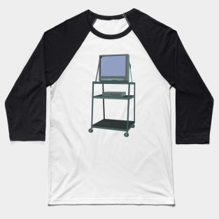 TV and VCR cart Classroom 80s 90s Funny School Baseball T-Shirt